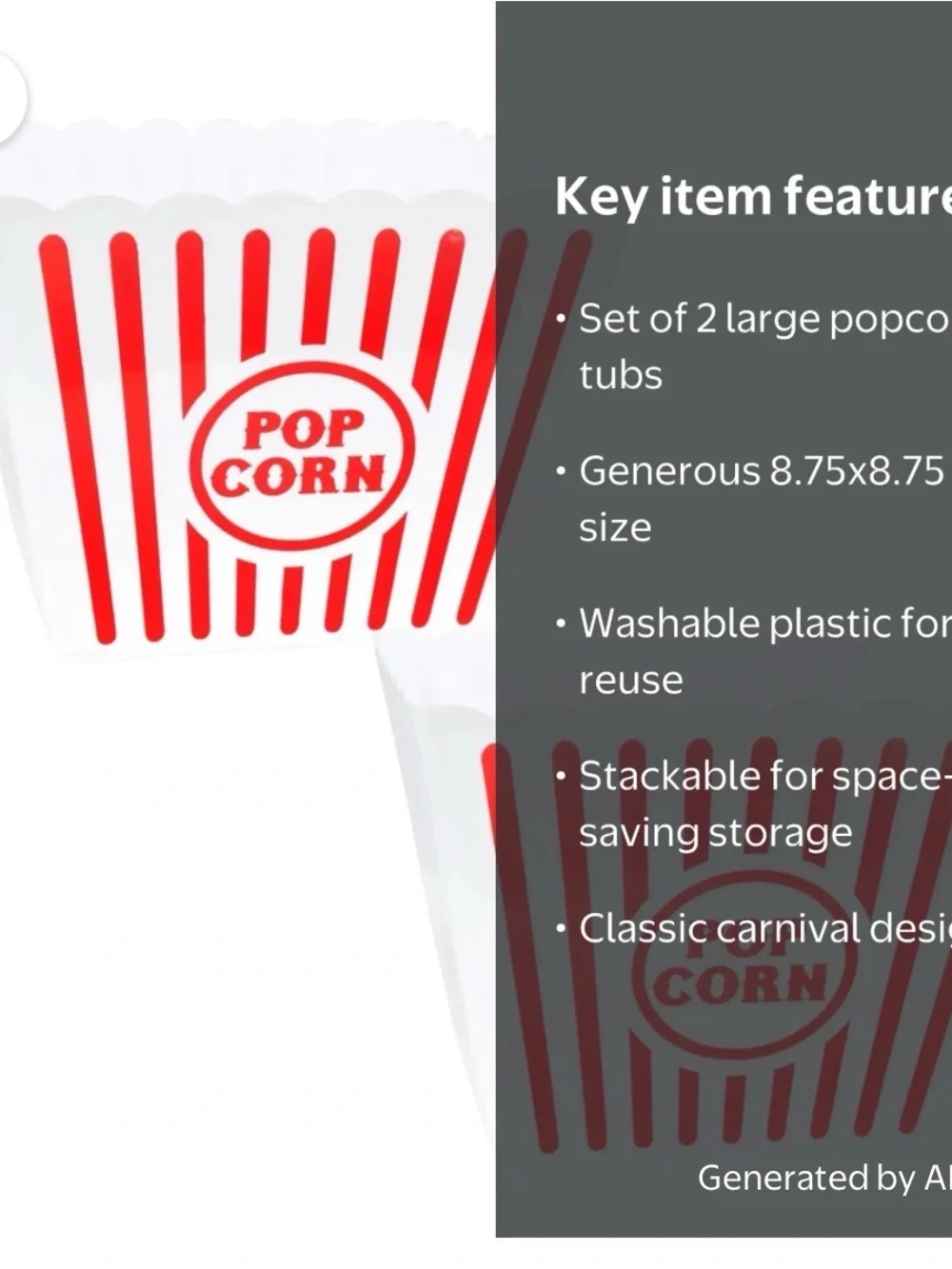 Classic Red & White Popcorn Boxes - Party Snack Holders